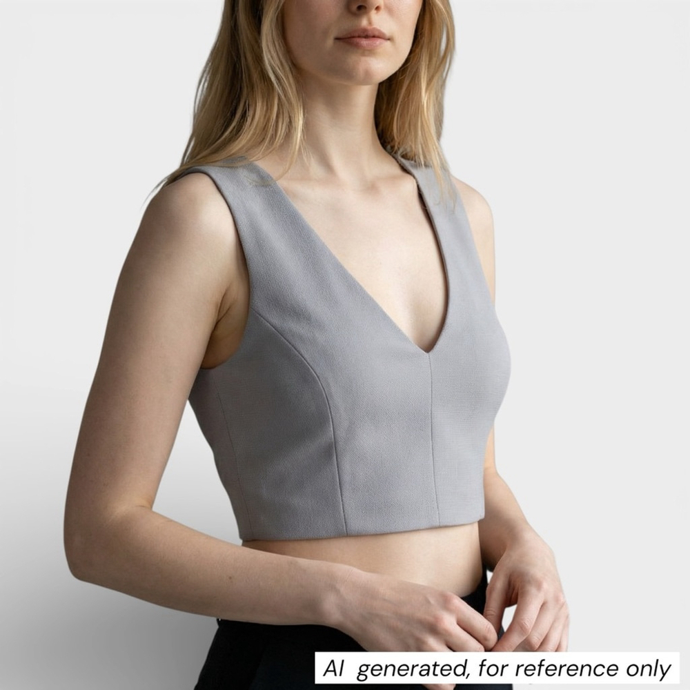 Aritzia WILFRED Dauphine Sleeveless Taupe Grey Top, Normcore Office, Sz xs
